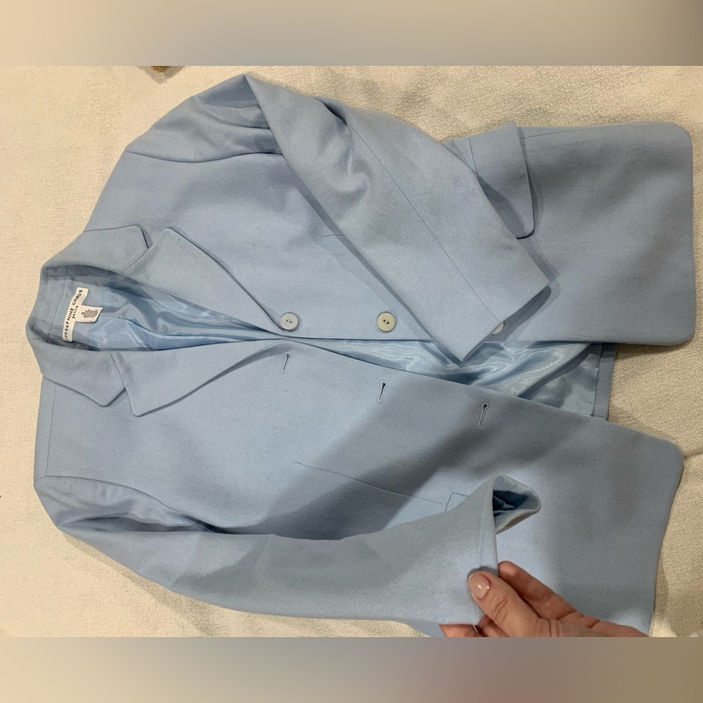 Josephine Chaus Pale Blue Womens Blazer. Little stripe. Can be cleaned